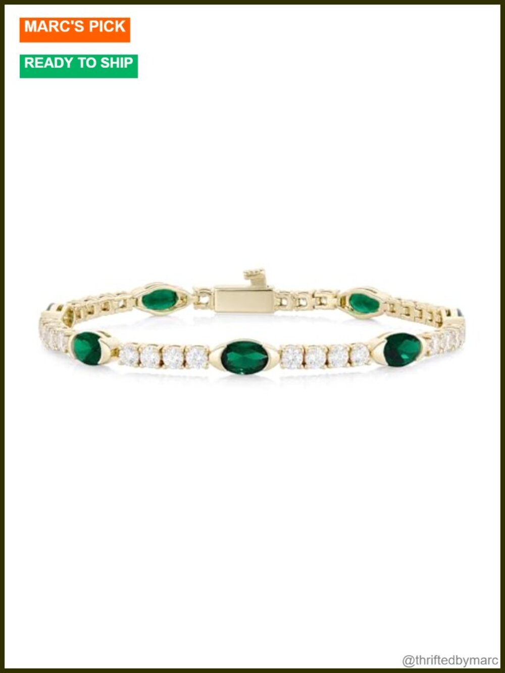 14K Gold Plated Bezel Set Tennis Bracelet with Simulated Gemstones and CZ